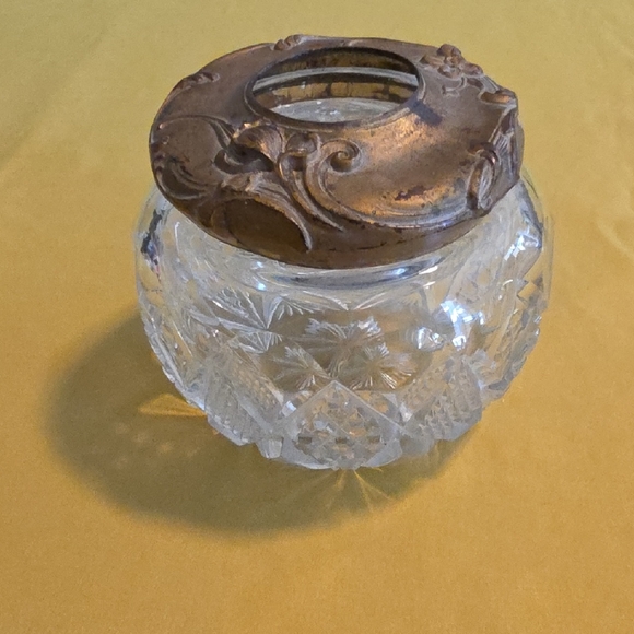 Source Unknown Accessories - Antique Art Nouveau Glass Hair Receiver - Vanity Dresser Jar